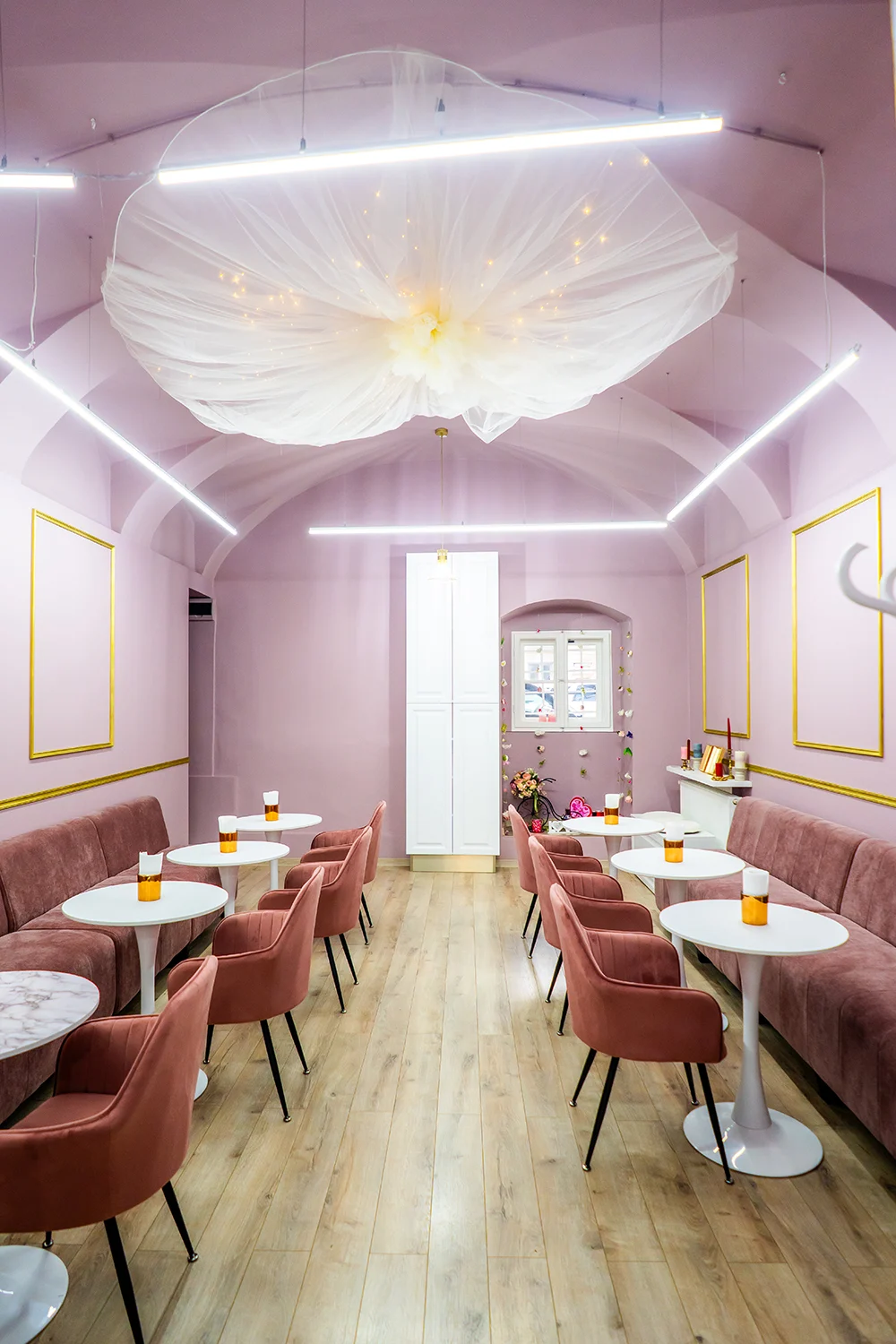 Sala roz cu scaune elegante